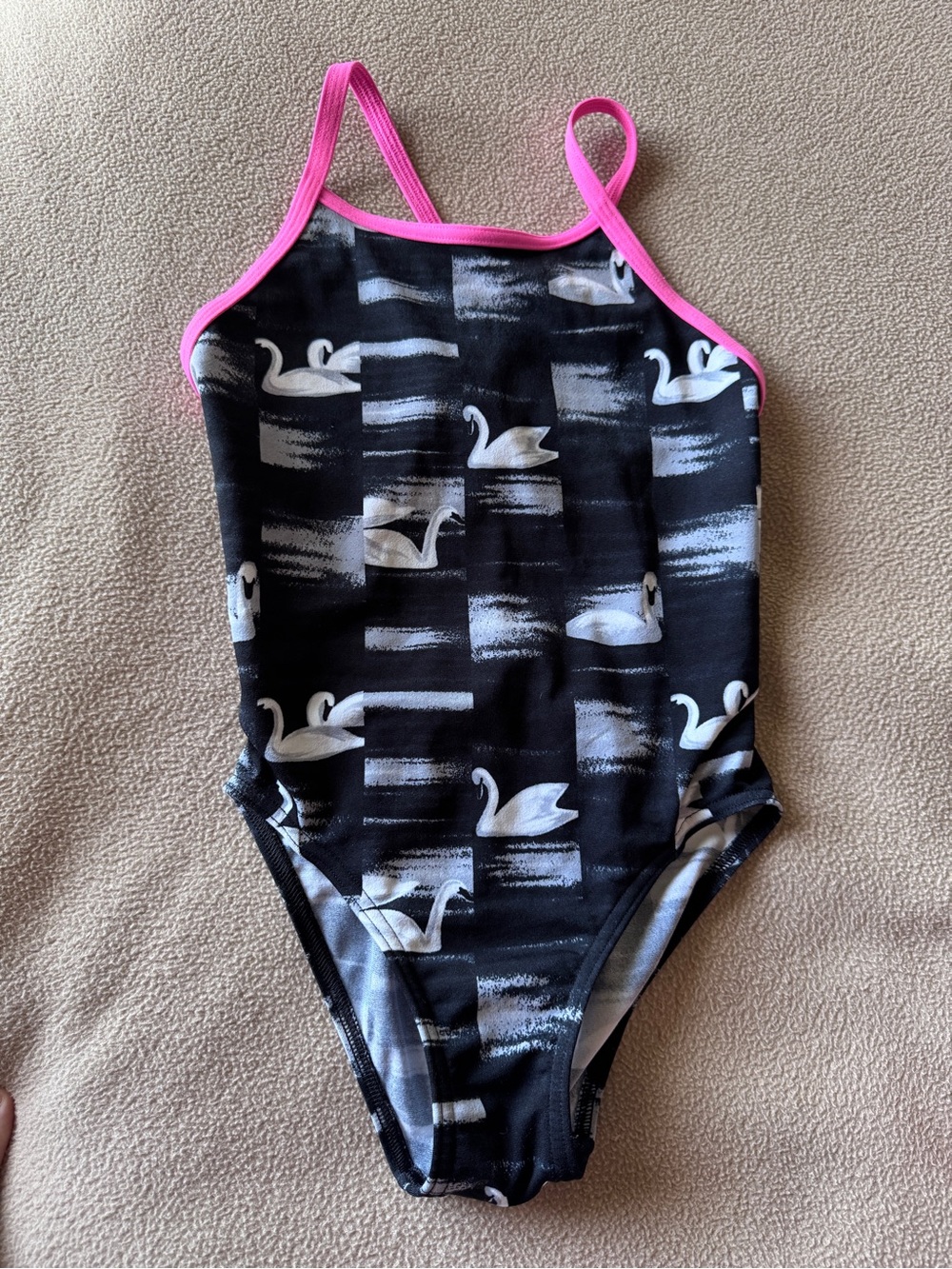 Funkita Girls Swan Print One Piece keyhole-back Swimsuit -Black/Pink Size 24 (8)